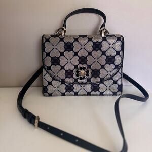 Kate Spade Odette Jacquard Top Handle Satchel Crossbody Bag Black Clover